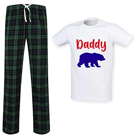 60 Second Makeover Limited Mens Daddy Bear Tartan Trouser Pyjama Set Family Matching Twinning Family Green