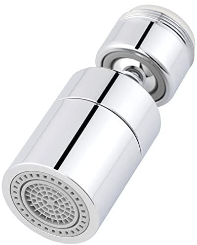 Waternymph Kitchen Sink Faucet Aerator Solid Brass - 360-Degree Swivel Big Angle Swivel Faucet Aerator Dual-Function 2 Sprayer Kitchen Faucet Attachment Swivel sprayer-24mm Male Thread - Chrome(M24)