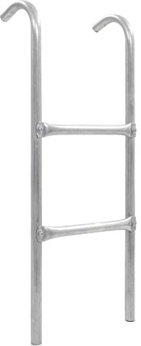vidaXL 2-Step Trampoline Ladder - Heavy Duty Galvanized Steel, Ideal for 65 cm Height Trampolines, Easy Assembly, Safety-Enhancing Accessory, Silver