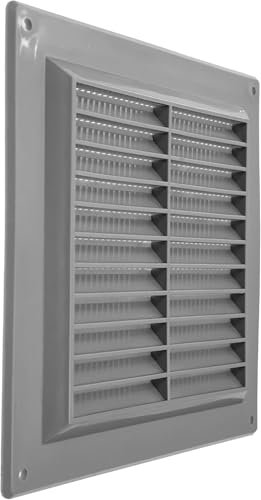 6'' x 6'' Inch / 150 x 150 mm Plastic Vent Cover - Grey - Square Soffit Vent - Exhaust Ventilation Louver - Air Inlet Grille Cover - Built-in Screen Mesh - HVAC Vent Duct Cover