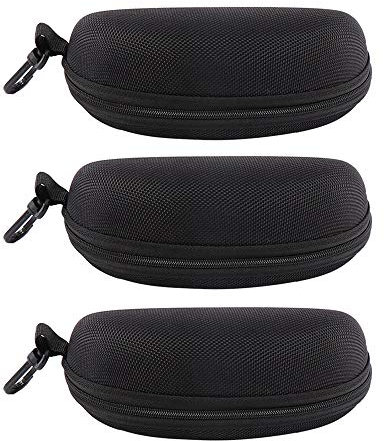 EKdirect 3pcs Sunglasses Case Hard Protective Eyewear Eyeglasses Glasses Box with Zip Hook (Black)