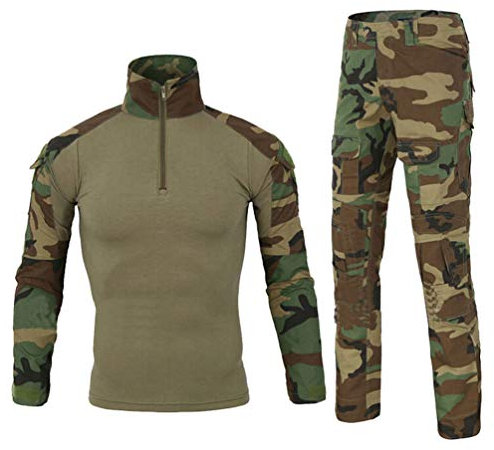 Ketamyy Hommes Tactique Uniforme Ensemble Militaire Camouflage Manches Longues Airsoft T Shirt + Treillis Armée Pantalon Chasse Combat Outdoor Randonnée Vêtements Jungle Camouflage M