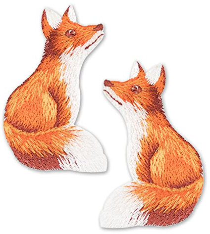 Patches zum Aufbügeln Fuchs-Paar 2 Stück Bestickte Aufnäher für Hosen Jeans Hemden Kleidung und Handarbeiten