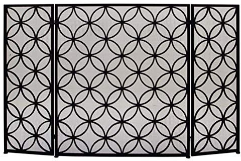 Kaminschutz ABL 3-Panel Kamin Bildschirm, Schwarzer Folding Kamin Funkenschutz Net, Wohnzimmer Kinderfeuerschutzzaun, 66X25X76CM