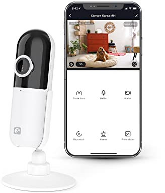 Garza Smart- Cámara IP Design Wifi de vigilancia interior inteligente, alta resolución 1080p HD, sensor de movimiento, visión nocturna, audio bidireccional, Wifi 2.4 GHz, control remoto por app