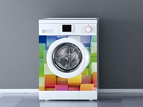 Vinyl für Waschmaschine, bunte Würfel, verschiedene Größen, 60 x 85 cm, robuster und einfacher Aufkleber, dekoratives Profi-Design