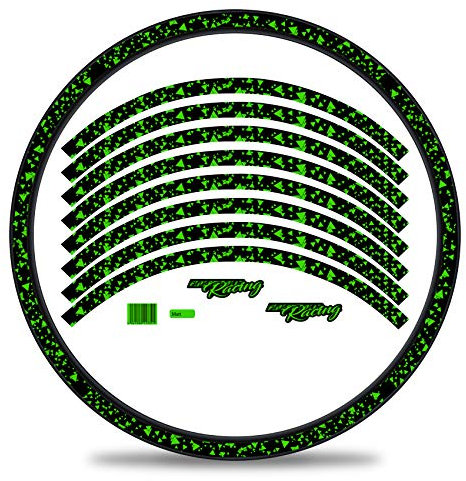 16-teiliges Set Felgenrandaufkleber Sticker für Fahrrad Felgen im Delta Design Komplett Set für 27 29 für Rennrad Mountainbike MTB Laufrad RX029 (Neon Grün, Matt)