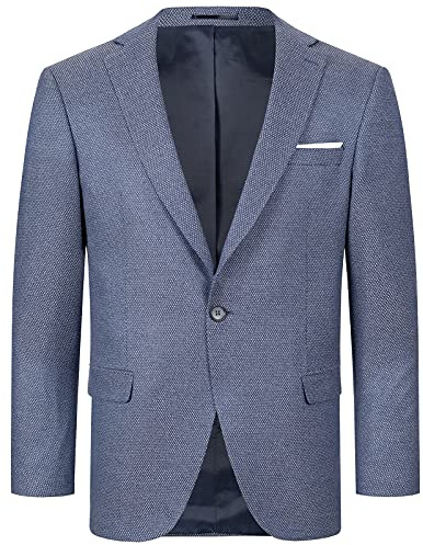 Indumentum Herren Sakko Blazer Sportlich Jacke Jackett Slim Fit Herrensakko Übergangsjacke Herrenblazer Anzugjacke IJS-100 Blau S