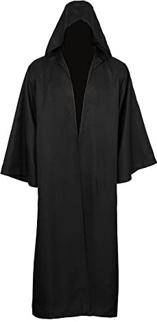 Bichingda Erwachsenen-Bademantel mit Kapuze für Halloween, Weihnachten, Party, Cosplay, Kostüm, Vampir-Tunika, Kapuzenuniform, Schwarz, M