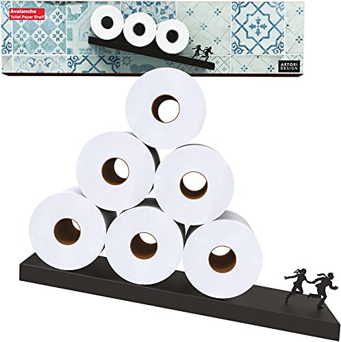 Étagère Flottante pour Papier Toilette – Étagère inclinée en métal pour Un Rangement Facile de la Salle de Bain – Support Mural Moderne pour Rouleaux de mouchoirs ou Serviettes