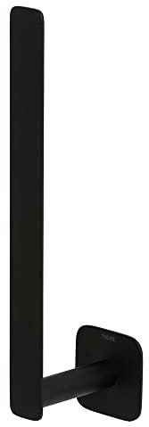 Tiger Colar Reserverollenhalter zum Kleben, mit integrierter Klebefolie zur Montage ohne Bohren, Edelstahl, Schwarz pulverbeschichtet, 5x24,3x7 cm