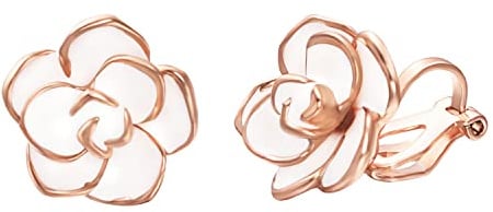 Vissen Boucles d'oreilles Clips Femme Fleur rose Plaqué or Clip oreille non percées Pince Bijoux Femmes