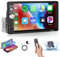 Podofo 1 Din Autoradio Carplay avec Écran Tactile 7'' Bluetooth 5.1 Android Auto Mirror Link pour iOS Et Android Micro/SD/USB/Equalizer/Contrôle du Volant 7 Boutons De Couleur avec Caméra De Recul