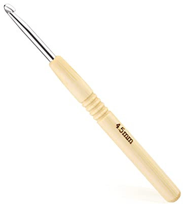4,5 mm Häkelnadel, ergonomischer Griff für arthritische Hände, Holzgriff Häkeln extra leichte Stricknadeln für Anfänger und Häkelgarn (4,5 mm)