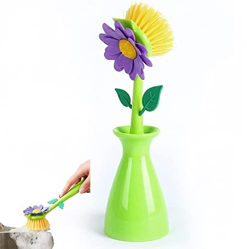 Brosse À Vaisselle avec Poignée, Brosse De Nettoyage De Forme De Fleur Rouplon Amovible Brosse De Cuisine De Salle De Bain Bouple De Salle De Bain Bol À Vaisselle Brosse De Nettoyage