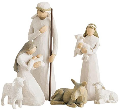 Virtcooy Set Natività Figurine Ornamenti per Natale, 6 Pezzi Presepe Natalizio Figure in Resina Set Natività Decorazioni Natalizie Regalo per Ufficio Domestico
