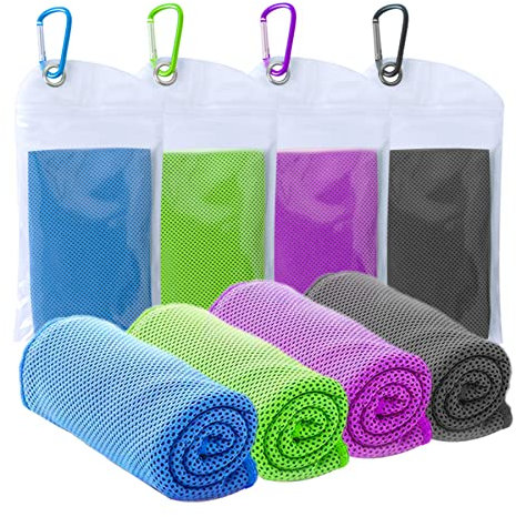 SZELAM 40/''x 12/''kühlende Handtücher, 4 Pcs kühlende Handtuch für Hals und Gesicht, Fitness-Handtücher, kühles Training, Outdoor-Sporthandtuch sofortige Kühlung, Blau-grün-lila-dunkelgrau