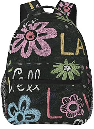 AFINDI Live Love Kreidetafel bedruckte Schultasche Büchertasche Leichter Laptop Rucksack Freizeitrucksack Reiserucksack für Kinder Jungen Mädchen, Live Love Kreidetafel, Einheitsgröße