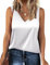 Zeagoo Blusa de satén sin mangas para mujer, camiseta básica de verano, informal, cuello de pico, Blanco, M