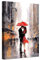 LZIMU Abstraktes Paar bild auf Leinwand schwarz rotes Paar mit Regenschirm in der Straße Leinwandbild romantisches Kunstwerk Wanddekoration Gerahmt (1, 40.00x60.00cms)