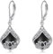POPLYKE Lotus Blume Ohrringe 925 Sterling Silber Träne Schwarz Onyx Dangle Ohrringe für Damen Lotus Schmuck Geschenke Geburtstag