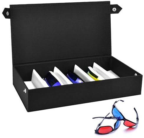 LANSKYLAN Bandeja de Gafas de 5 Ranuras Organizadores de Gafas de Sol Caja de Presentación de Gafas Bandeja para Exhibición de Gafas Organizadores para Gafas, Collar, Anillo, Pendiente (32.3*17.5*6cm)