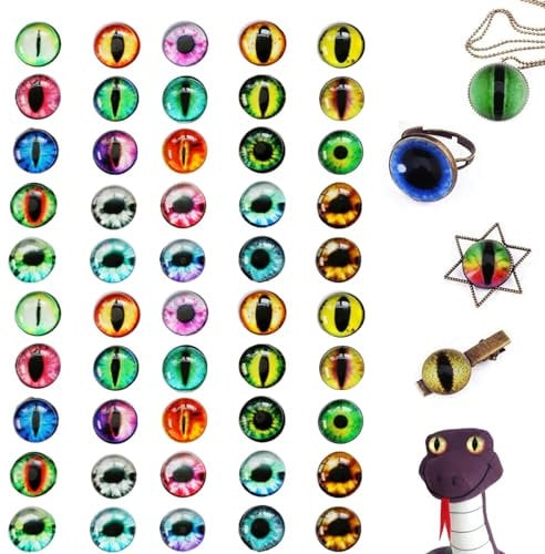 Eowppue 50 Pcs 25mm Large Glass Dragon Eyes Gem Cover Cabochon Eyes DIY Jewelry Accessories for Lifelike Creations Clay Doll Making Sculptures Props Craft DIY Findings