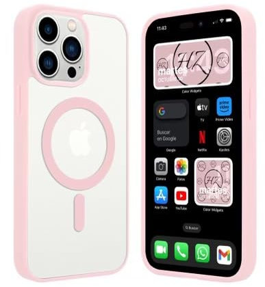 Hz Case, custodia magnetica con bordo a colori Hz, custodia iPhone (iPhone 12 Pro Max, rosa pastello)