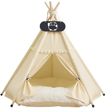 Whiwhi Pets Teepee - Tenda per cani con cuscino lavabile e reversibile, per cani e gatti, 50 x 50 x 60 cm