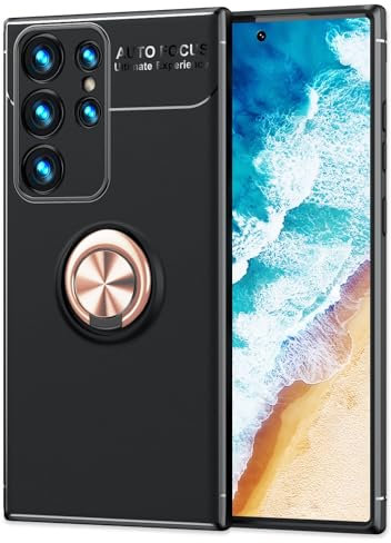NALIA Ringhülle für Samsung Galaxy S24 Ultra - Ring-Ständer 360° & für Magnet-Halter - GRIP360 (Mattiertes Silikon Case) - Marke aus Berlin, Farbe:Rose Gold
