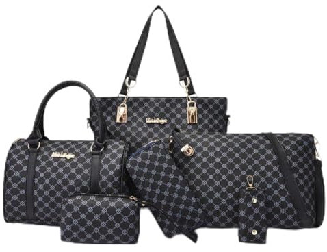 Opurtdor Handtasche Damen Set 6 teiliges Set Taschen Set für Damen Damentaschen PU Leder Clutch und Geldbörse Handtaschen Set handbags für Frauen Entworfen für Arbeit, Reisen, Partys