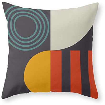 Dekokissen Kissenbezüge, Bauhaus-Geometriequadrat Aus Der Mitte des Jahrhunderts Atmungsaktiv Kissenhüllen Premium Kissenbezüge Kissenbezug Für Bed Wohnzimmer Büro 45X45Cm