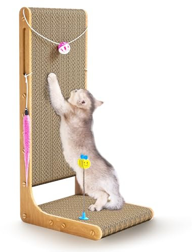 Rascador para Gatos Largo 75 cm, Almohadilla de Agarre, Tablero de Agarre de Muebles, Juguete de Cartón con Catnip