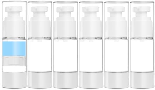 GIVITASOT 1OZ/30ML Airless Pump Bottles, 6 Pack Lotion Dispenser Travel Size Pump Bottles, Vacuum Cosmetic Travel Bottle for Lotion, Creams, Foundation, Cosmetic, with Labels, Wooeden Stick