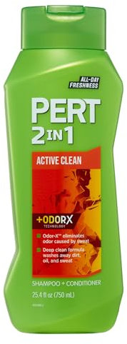 PERT 2 in 1 Active Clean Shampoo and Conditioner - Deep Clean with Odor Elimination Technology - Leaves Hair Manageable and Fresh All Day - 750 ml