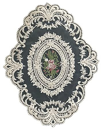 Ovale Retro-Spitzen-Tischdecke, modisch, bestickt, für Schule, Büro, Desktop-Tischdekoration, Spitzen-Tischdecke, klein