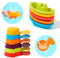 Baby Bath Toys for 1 2 3 4 Year Olds Toddler Kids - 11PCS Mould Free Water Play Swimming Pool Toys No Mould Stackable Boats and Spoons shower toys for Boys Girls