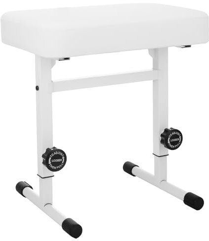 TENTOTEN Adjustable Height Piano Bench, Comfortable Padded Seat for Keyboard & Piano Stool, White