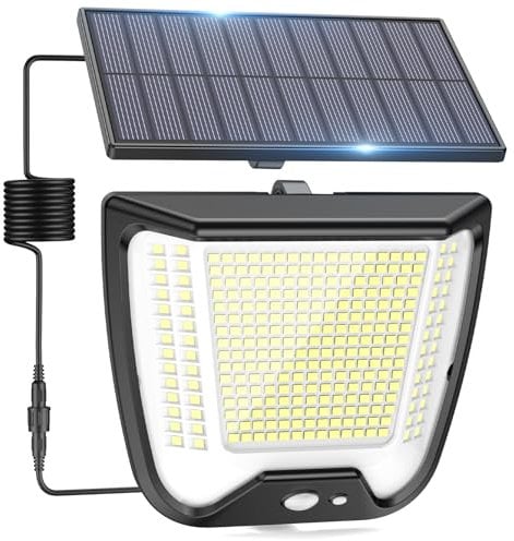 CZHHMART Solarlampen Strahler Außen LED mit Bewegungsmelder - 288 LED Solar Lampe Aussen IP65 Wasserdicht Solarleuchte 3 Modi Flutlicht mit 5m Kabel Außenlampe Outdoor Solarstrahler für Garten Garage