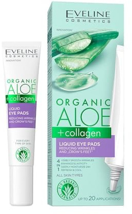 Eveline Cosmetics Organic Aloe + Collagen Anti-Falten Augenpads mit Matrixyl3000 & Akazienkollagen - 20ml