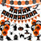 Halloween Deko Set, Halloween Dekoration Innen, Happy Halloween Dekoration Girlande, Große Fledermaus, Kürbisse und Spinnen Wimpelgirlande, Grusel Fotorequisiten, Ballons fur Halloweenparty Kinder