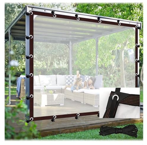 CYTZS Tenda Trasparente per Esterni Antivento Pannello di Telone Pergola con Occhielli Telone Impermeabile in PVC, per Portico Gazebo, Personalizzabile(3x2m)