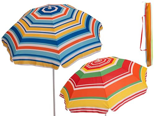 Teorema Parasol de plage en polyester, inclinable, diamètre 200 cm, tube 28/32 mm, hauteur 210 cm, avec sac de transport en nylon