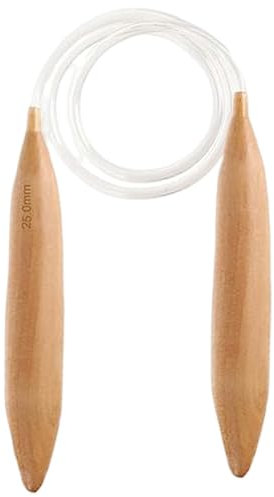 Grandes aiguilles à tricoter circulaires en bois | Aiguilles en bois naturel de grande taille pour fil épais | Outil de crochet en bois, baguettes à tricoter