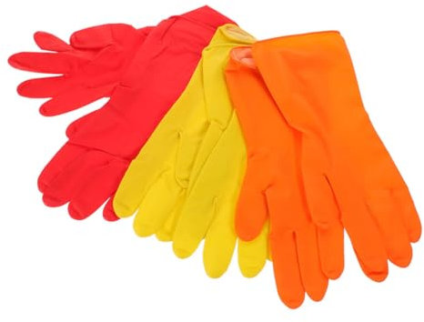 CHILDWEET 3paare Spülhandschuhe Aus Latexmaterial Für Küche Effiziente Reinigungshandschuhe Zum Geschirrspülen Mit Rutschfestem Design Und Guter Griffigkeit