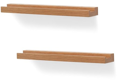 NIUBEST Lot de 2 supports muraux pour disques vinyles - Étagères de rangement vintage pour disques, CD, livres et œuvres d'art - Rangement vintage pour la maison (couleur bois)