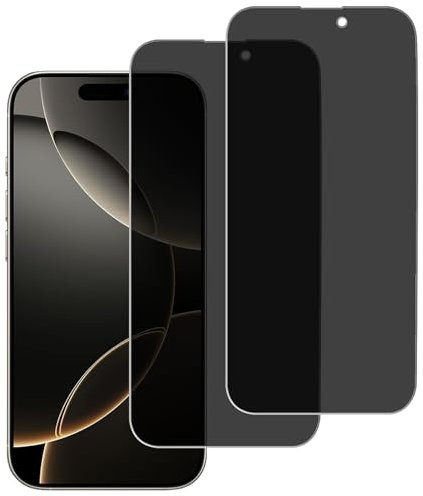 2 Pack for iPhone 16 Pro Screen Protector Privacy, Anti Spy Tempered Glass Film, Anti Scratch