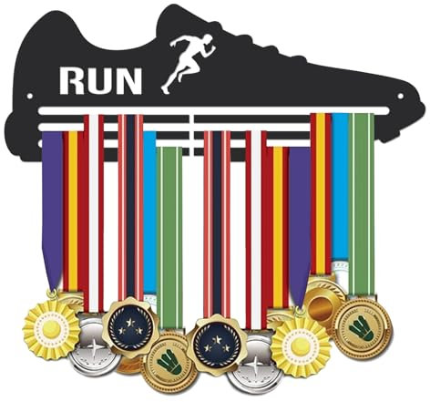 SUPERDANT Espositore per Medaglie Personalizzato Espositore per Medaglie da Corsa Espositore Personalizzato per Medaglie Ripiano in Ferro per Medaglie con Testo Personalizzato Espositore