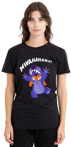 Lilo and Stitch Evil Laugh - Camiseta para Mujer, Color Negro, Talla XL, Negro, XL