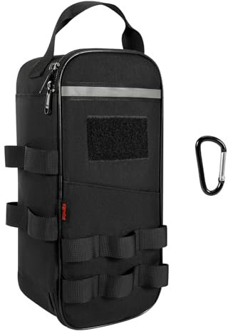 KENOBE Werkzeugtasche (12 Zoll, 31 x 15 x 10 cm), Tragbare Tasche für Werkzeuge, Robuste Werkzeugtaschen mit Karabiner und Tragegriff, Werkzeugtasche für Motorrad, Rennrad, Elektriker & mehr (Schwarz)